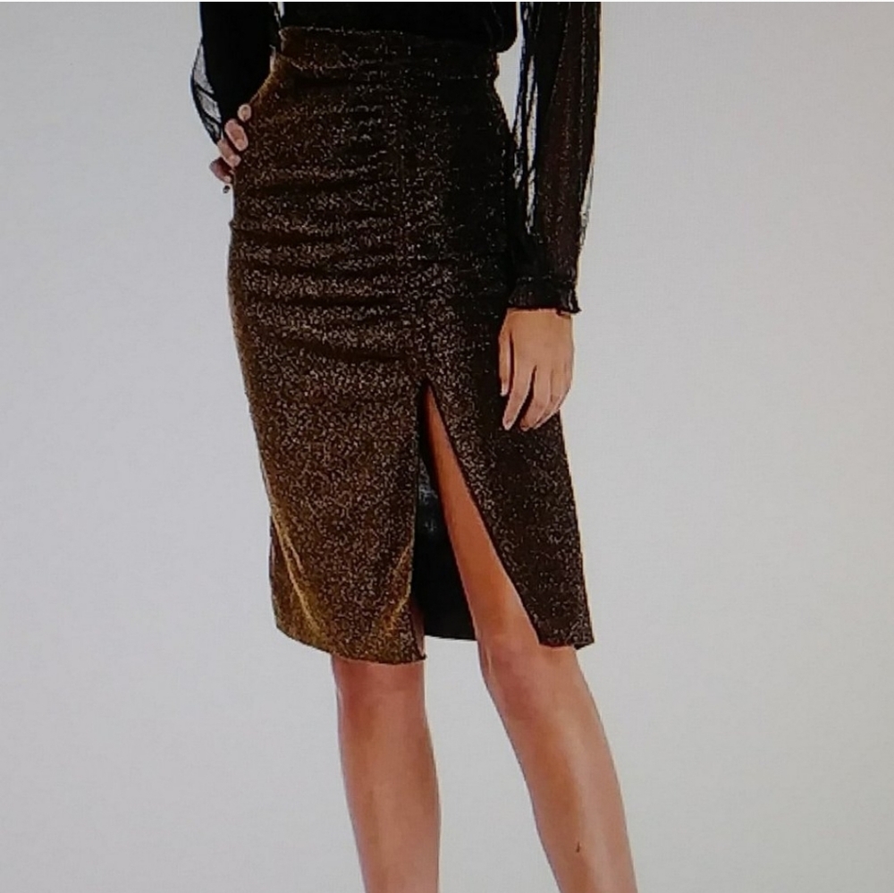 Originality Black/Gold Skirt with Leg Slit sz S